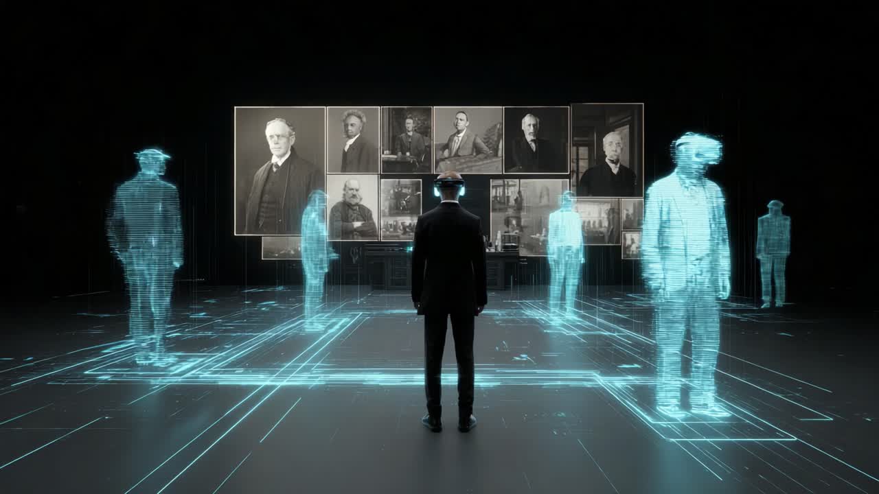 Exploring the Digital Realm: A Futuristic Experience of Engaging with Historical Figures Through Holographic Projections and Advanced Technology in a Virtual Environment