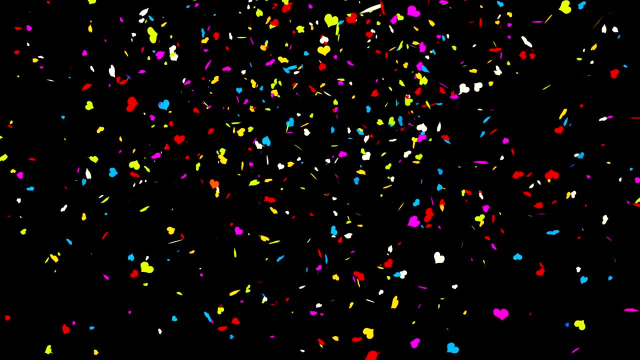 confeti colorido sobre un fondo negro