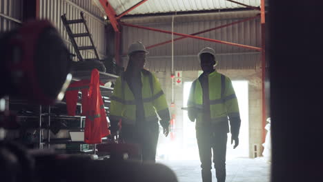 teamwork, construction or people in a warehouse