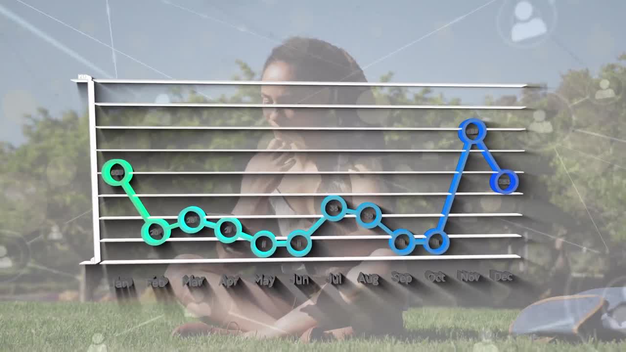 공원에서 아프리카계 미국인 여성에 대한 데이터 처리의 애니메이션