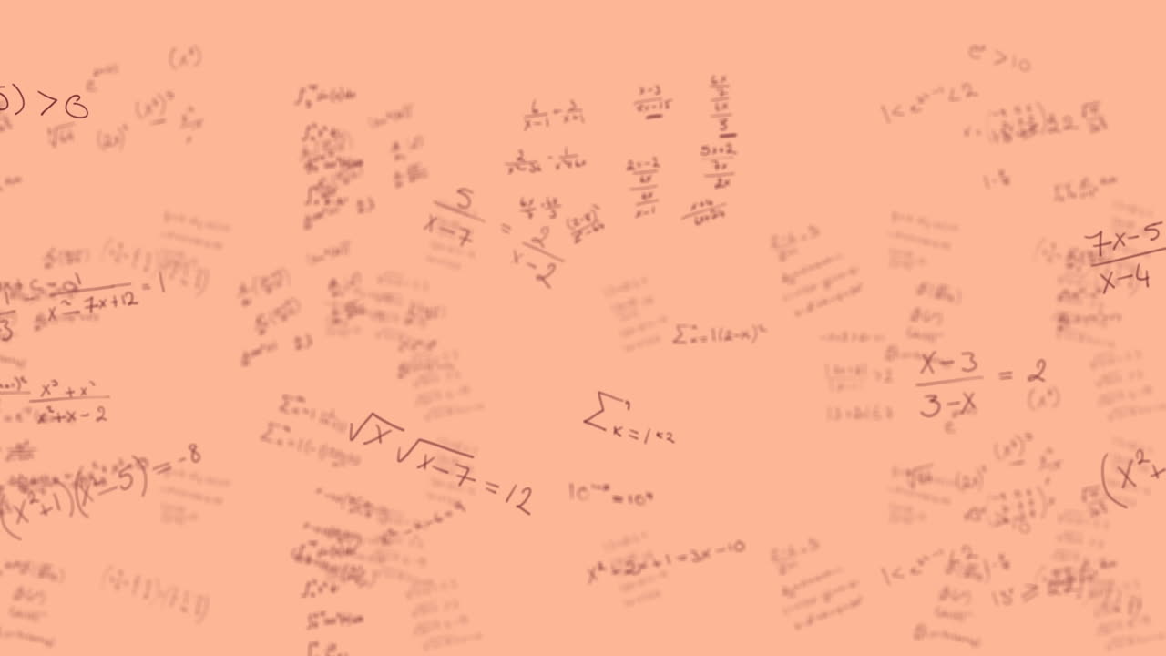 오렌지색 배경에 움직이는 수학 방정식