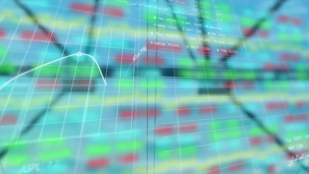 전기 기둥 위의 통계 및 데이터 처리의 애니메이션