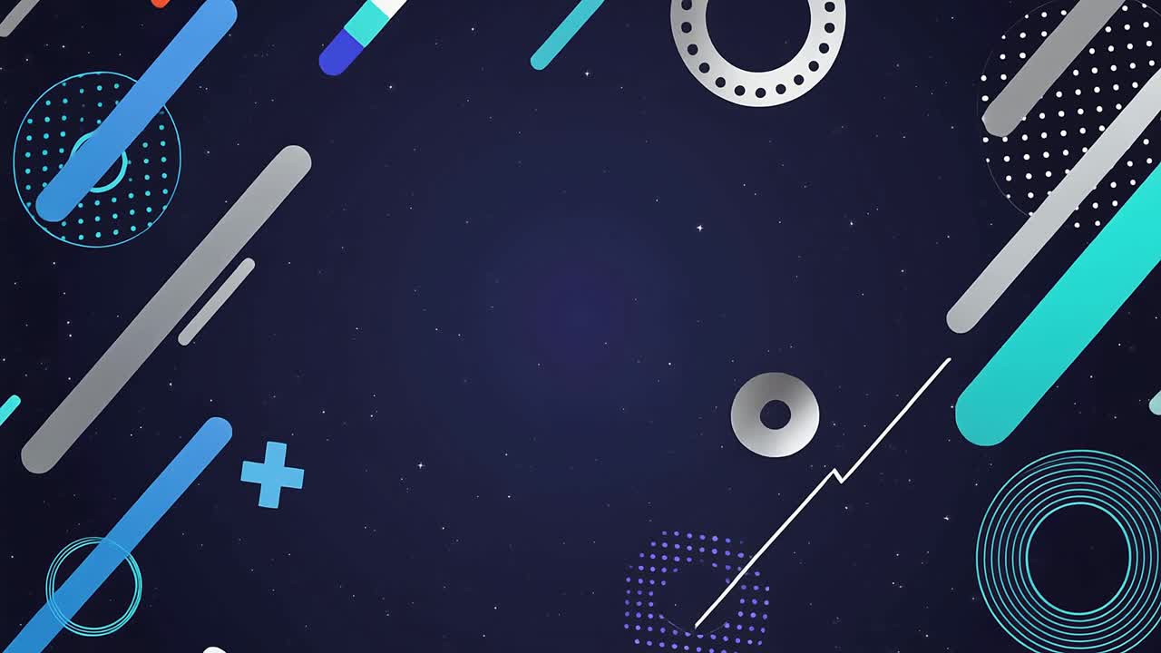 Abstract Geometric Shapes Moving on a Dark Blue Background