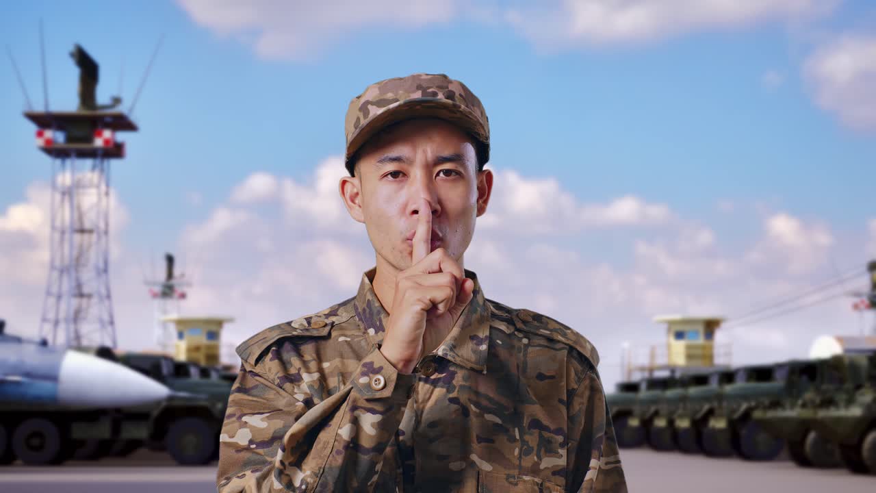 personal militar manteniendo el silencio