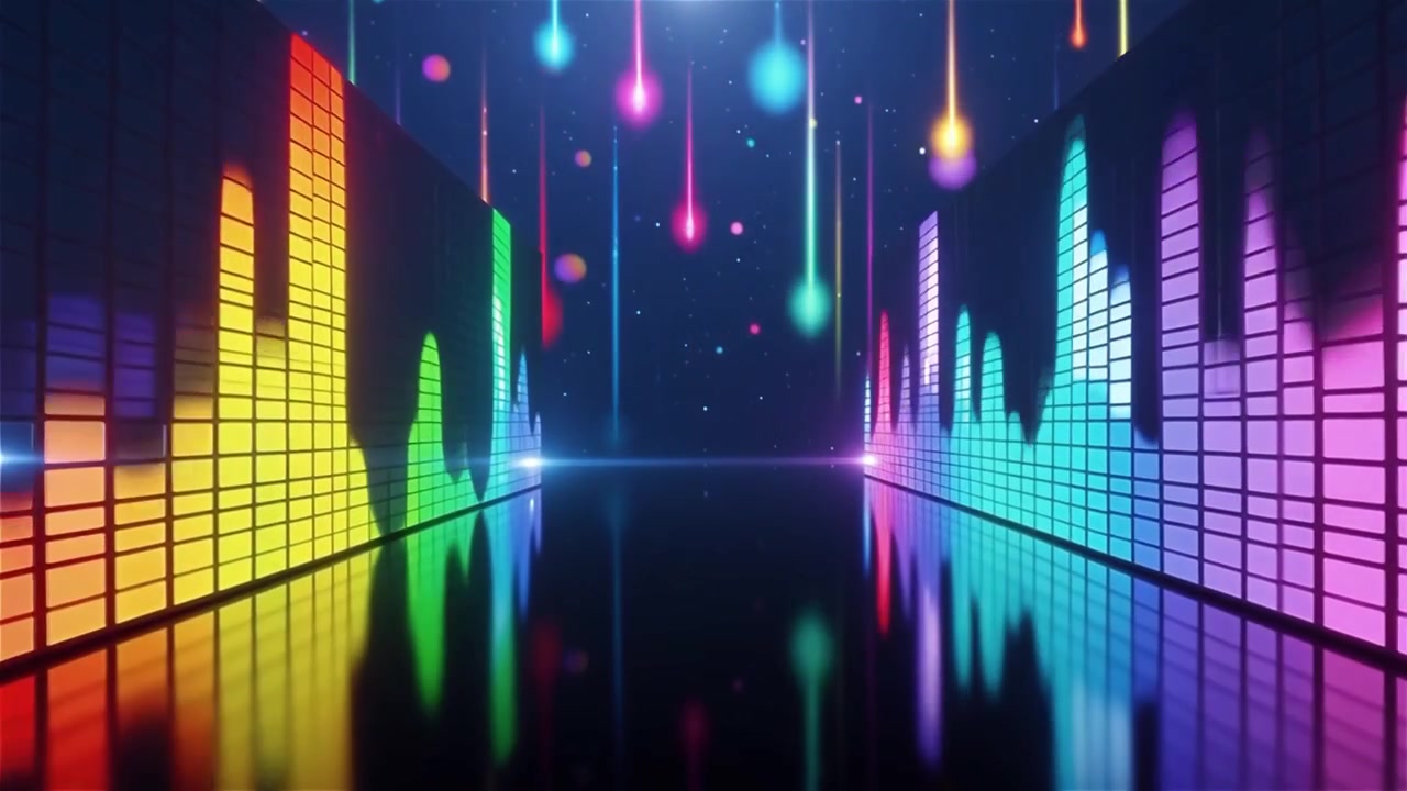Futuristic Rainbow Neon Music Equalizer Visualizer Background