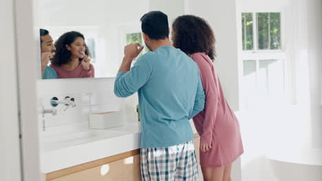 Bathroom,-mirror-or-couple-brush-tooth-with-teeth