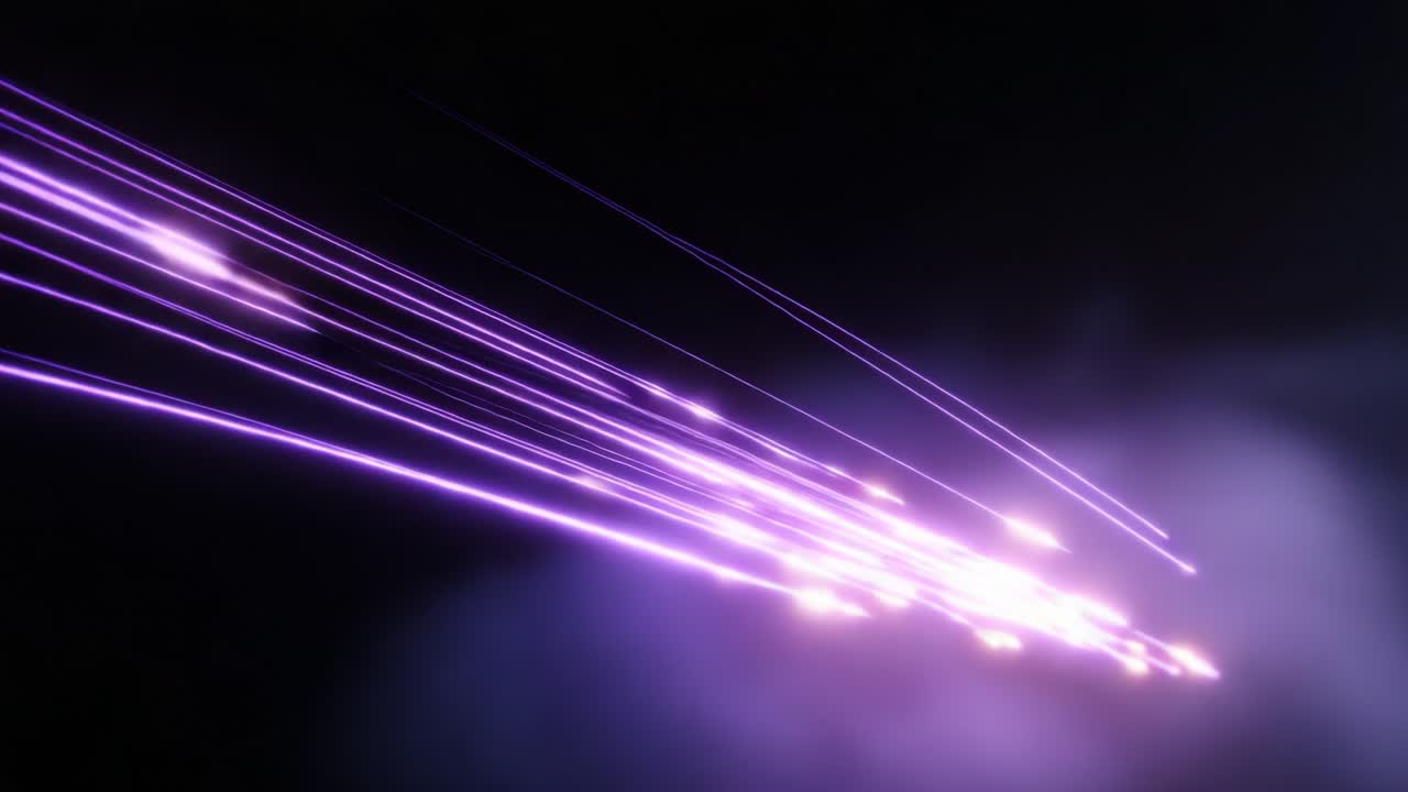 Dynamic Visuals of Pulsating Purple Lightning Effects Captured in Motion, Showcasing High-Speed Movement and Stunning Atmospheric Elements in a Dark Setting