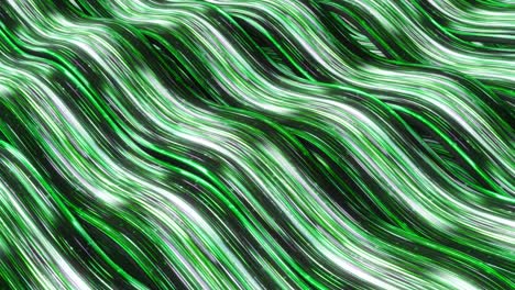 abstract glowing green and white waves