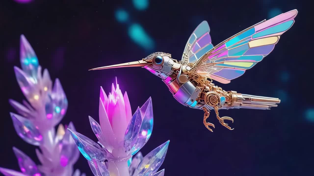 Robotic Hummingbird with Iridescent Wings
