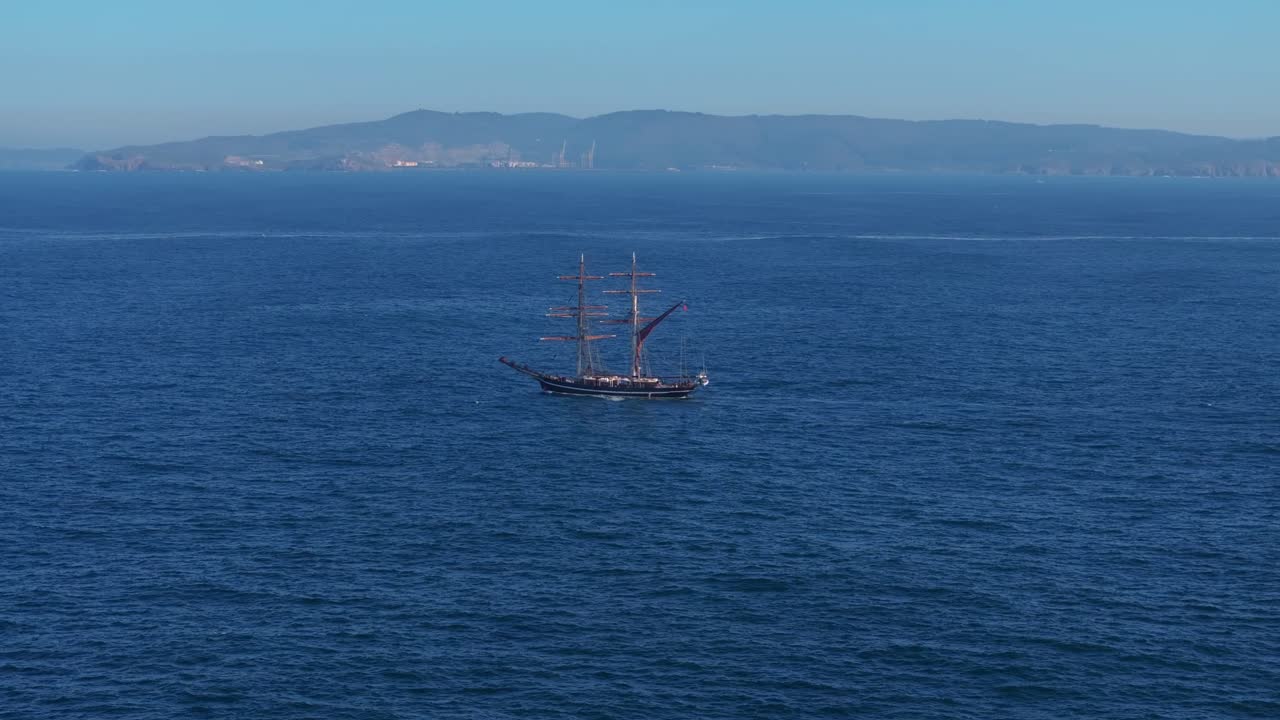 Sailing Ship on Calm Ocean
