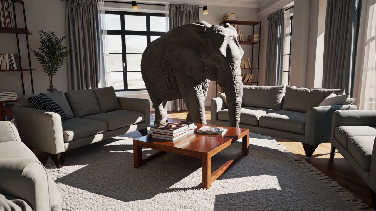 слон в современной гостиной