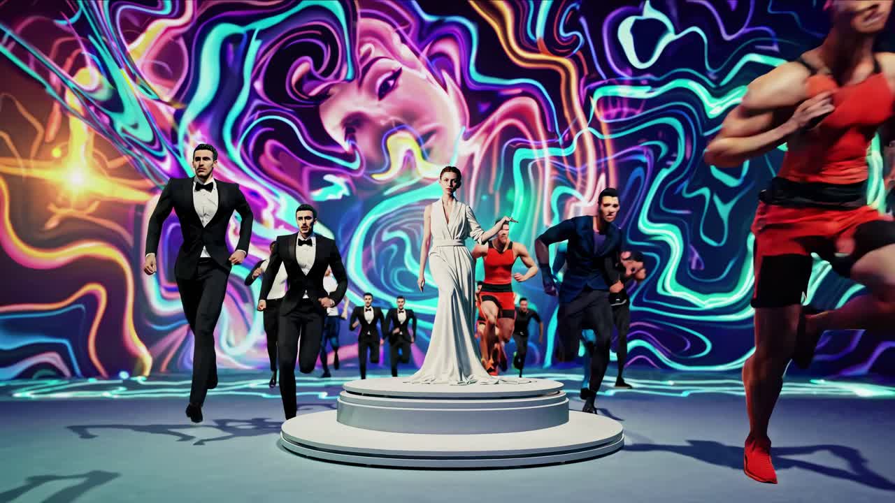 espectáculo de moda con corredores en el podio