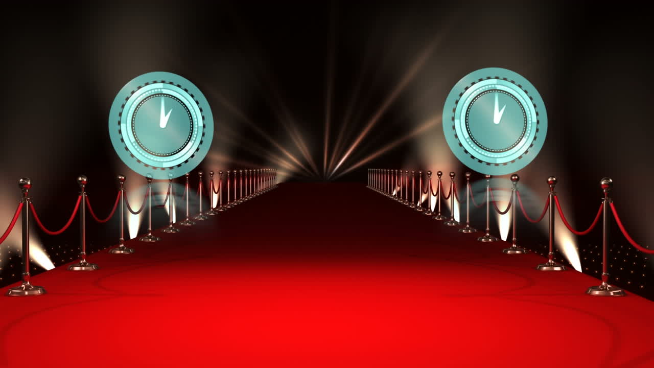 빨간 카 ⁇ 과 불빛 위에 움직이는 시계의 애니메이션