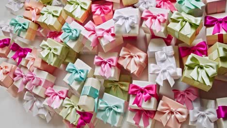collection of colorful gift boxes with bows