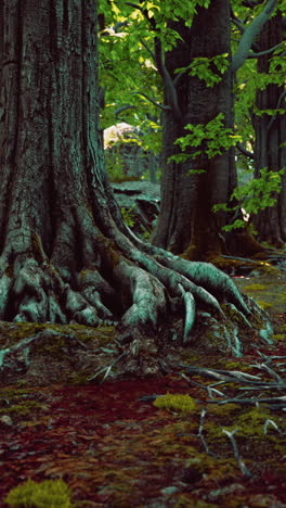 close up of tree roots in a forest