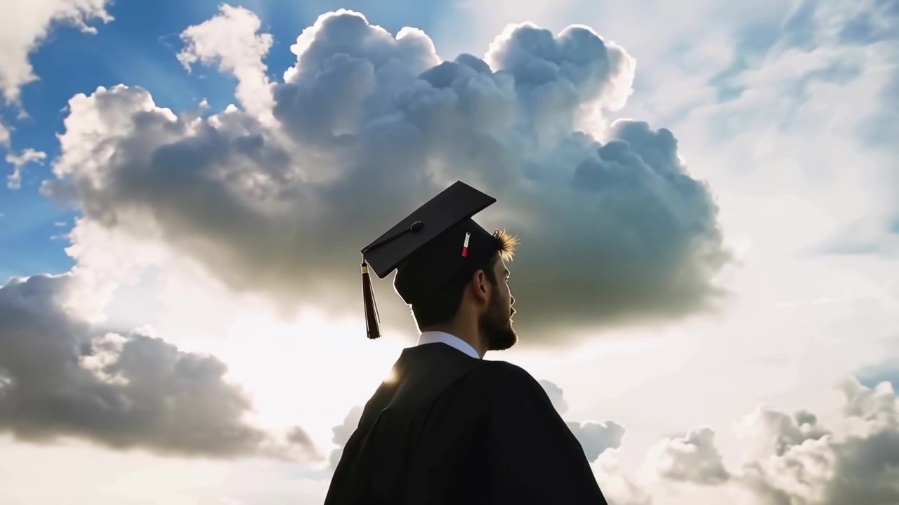 Young Graduate in Cap and Gown Looking Towards a Bright Future