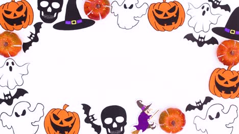 halloween details appear on white theme and make frame. stop motion