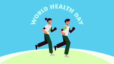 world health day illustration of running couple