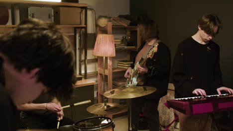 musical group in a studio