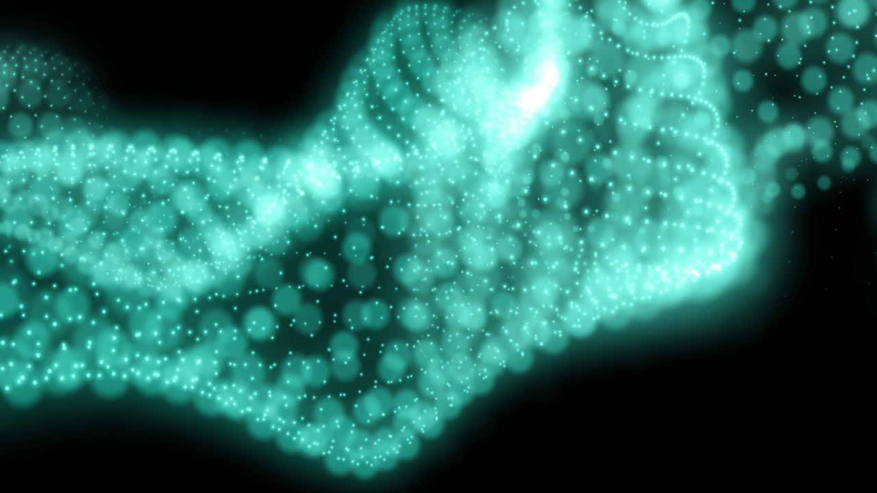 검은색 배경에서 움직이는 녹색 모양의 애니메이션