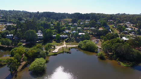 Flyover-over-beautiful-lake