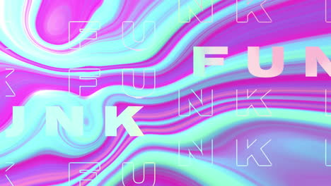 animación del texto funk sobre un fondo líquido rosado