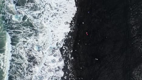 drone shot of diamond beach in iceland during winter in the morning