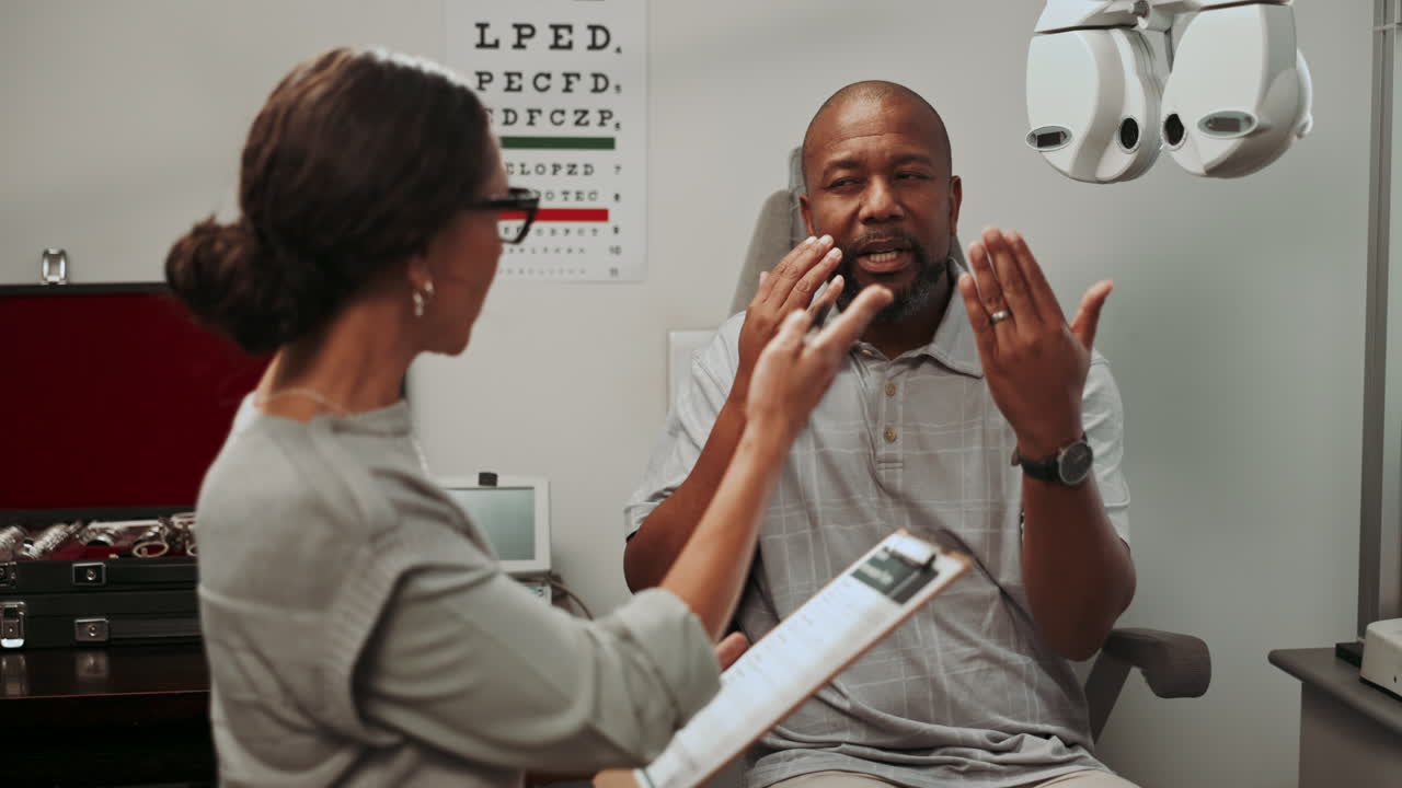 A man having an eye exam with a doctor