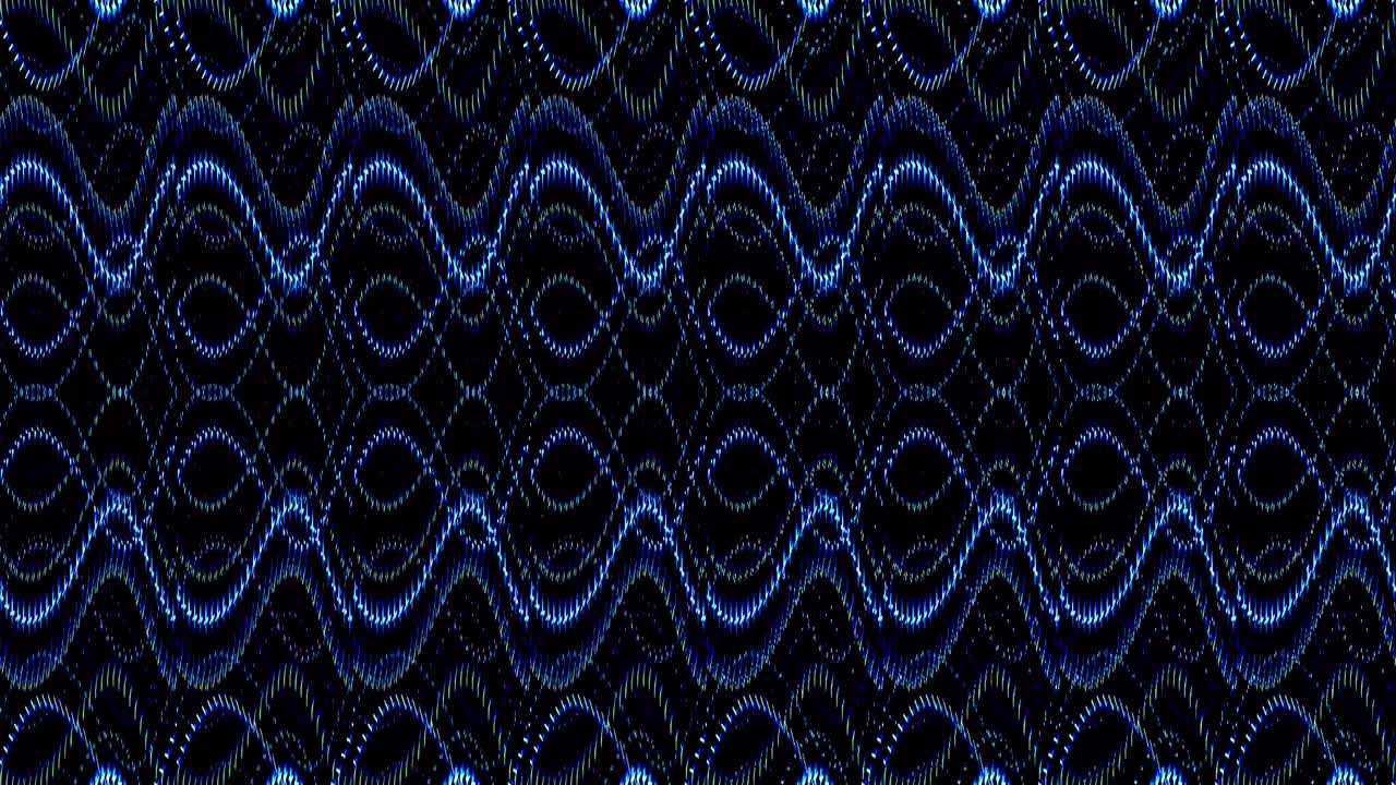 shining bright lines set blue wave motion, colorful, on black background