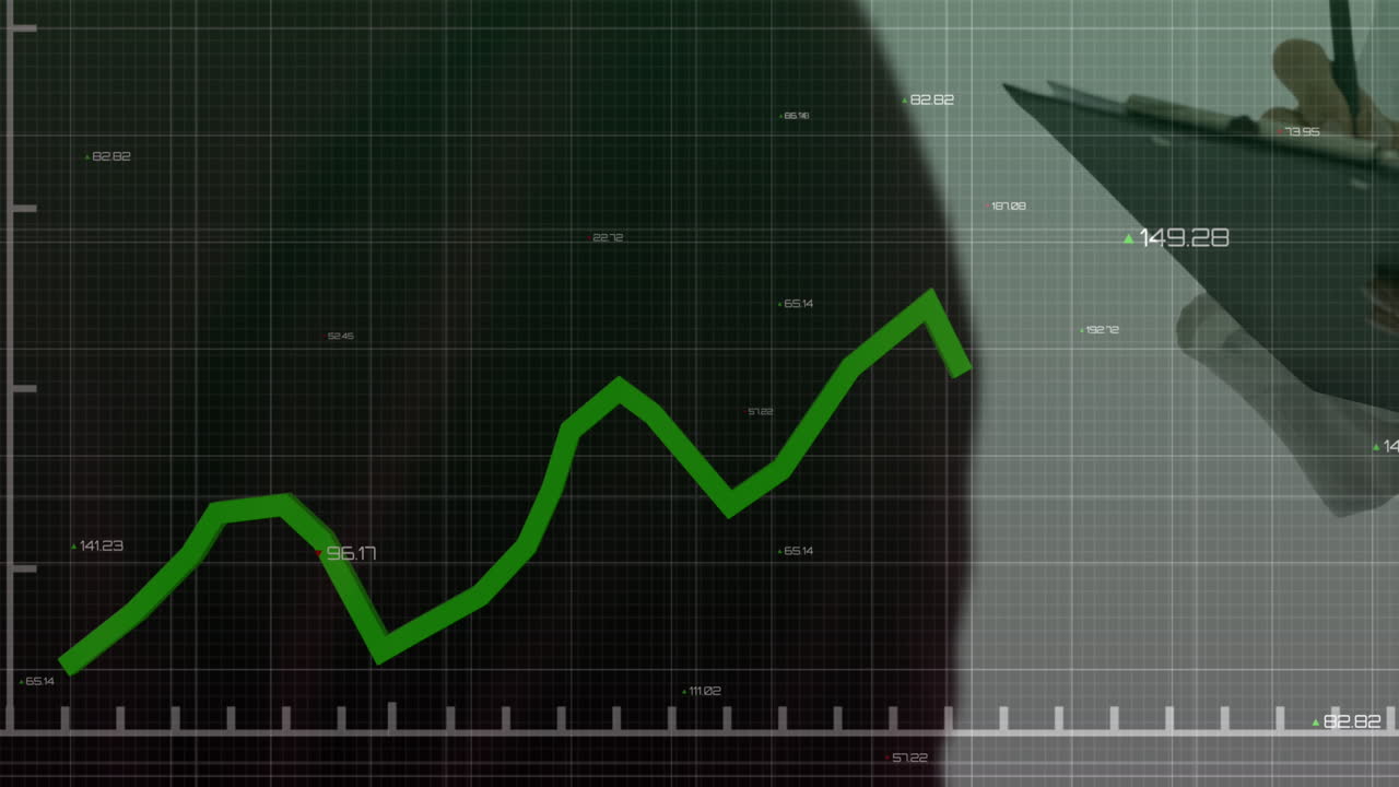 그리드 위의 녹색 선의 애니메이션과 데이터 처리