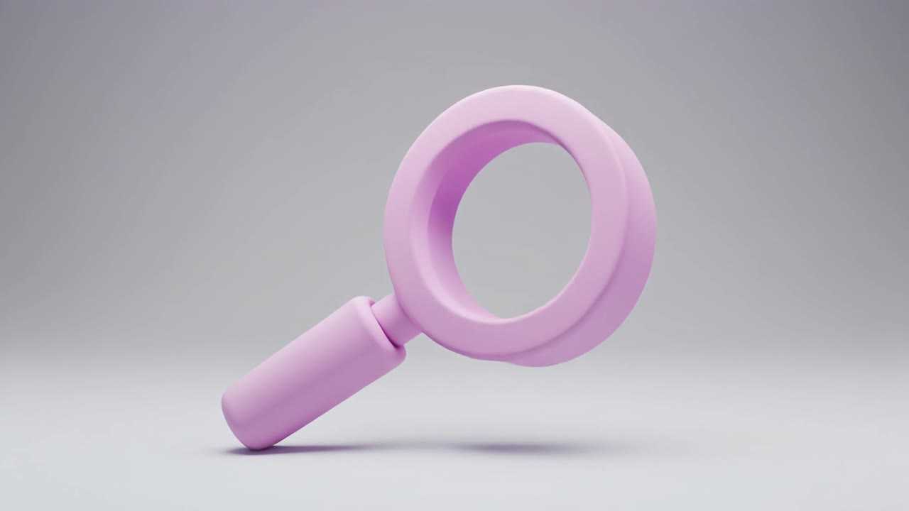 Vaaleanpunainen 3D-toistopainikkeen kuvake muuttuu suurennuslasiksi