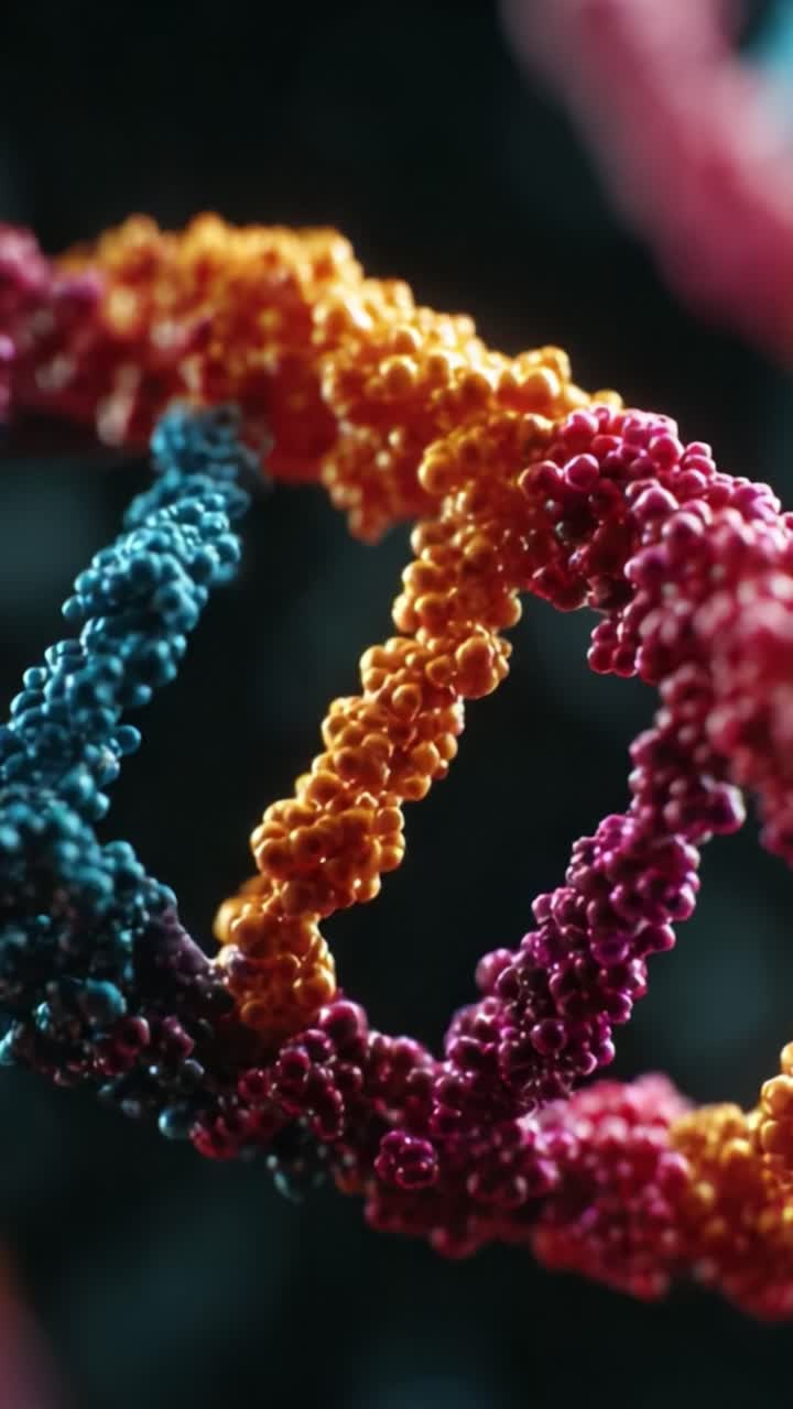 A Close-Up Exploration of Colorful DNA Helix Structures Showcasing the Intricacies of Genetic Material and the Foundation of Life