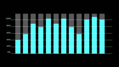 graph and bar animation fast appear and still show information and disappear in finished