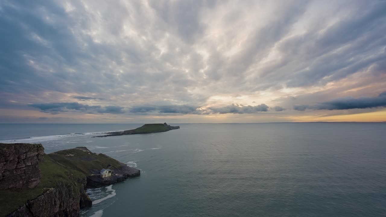 Dramatic Sunset Over Coastal Island