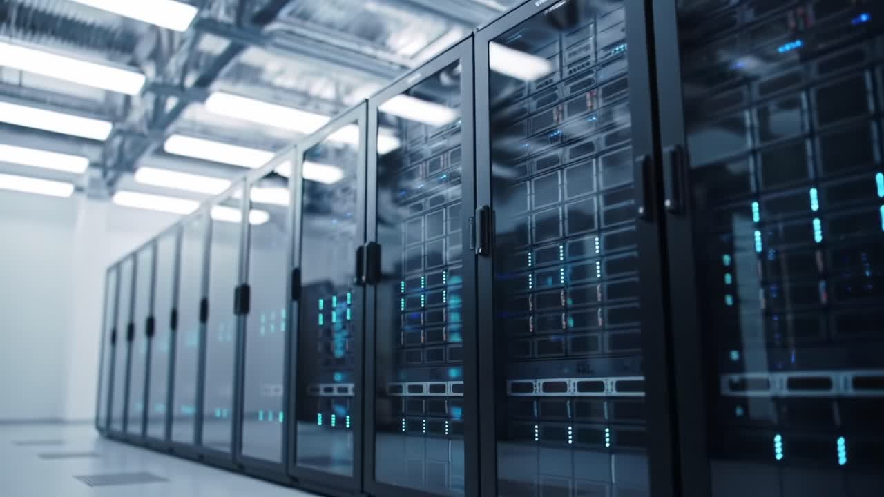 A Cutting-Edge Data Center Displaying Advanced Server Racks with Illuminated Technology, Reinforcing the Backbone of Modern Digital Infrastructure and Connectivity