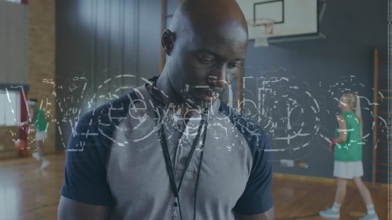 아프리카계 미국인 남성 트레이너에 대한 데이터 처리 및 동기 부여 텍스트의 애니메이션