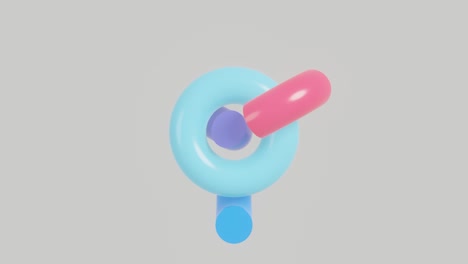 elementos 3d rosa-azul-violeta sobre un fondo blanco. bucle sin costuras 3d que hace una animación abstracta