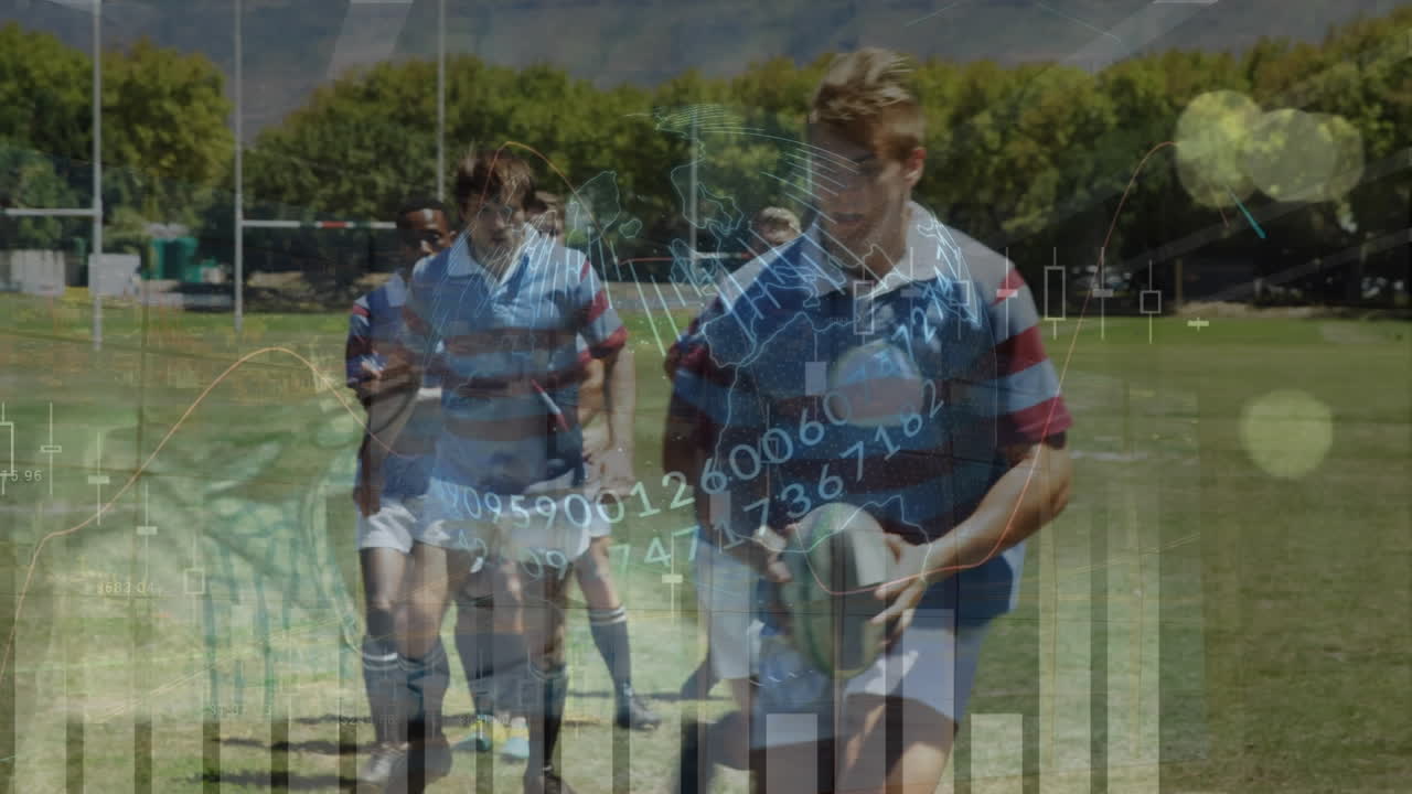 데이터 처리 및 다양한 rygby 플레이어에 대한 지구의 애니메이션