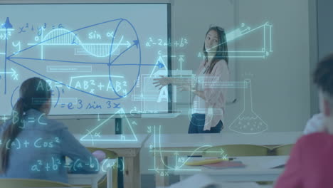 Animation of data processing over diverse students at school