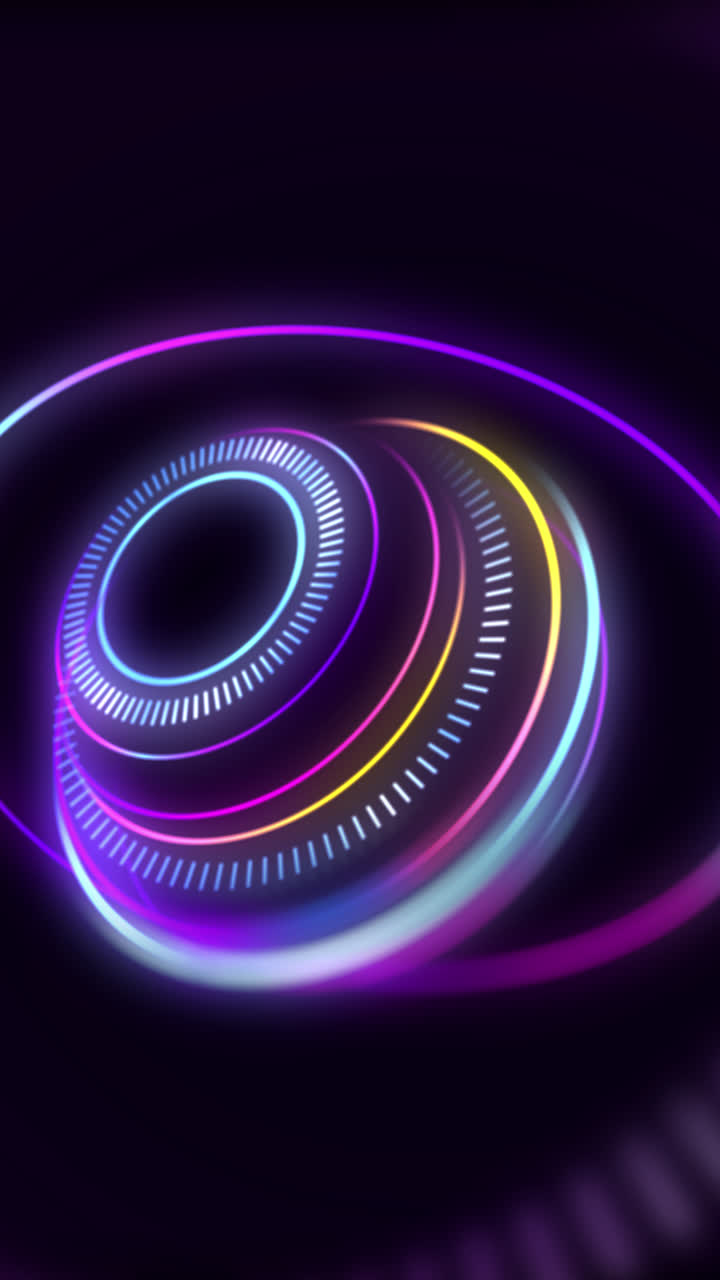 Abstract Neon Glowing Rings and Spirals