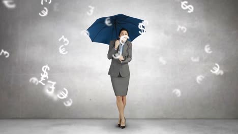 Composite-image-of-businesswoman-holding-an-umbrella