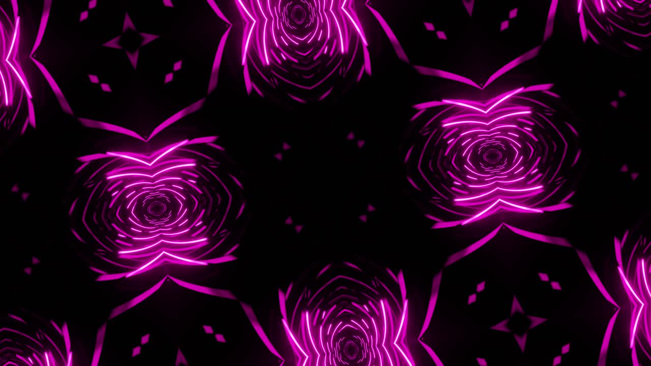 Vj Loop Purple Neon kaleidoscope. Seamless animation.