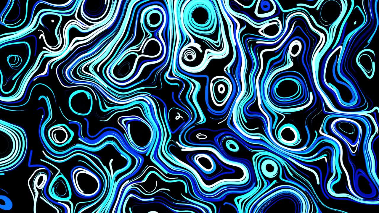 Abstract creative looped bg with curled lines like blue trails on surface. Lines form swirling pattern like curle noise. Abstract 3d looping flowing animation as bright creative festive bg