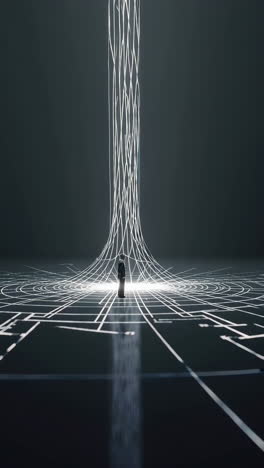 figure in a futuristic tunnel