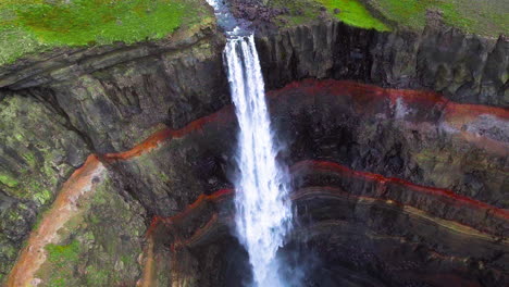 drone aerial footage of the aldeyjarfoss waterfall in north iceland.