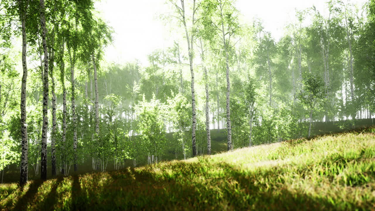 Spring in the birch grove forest