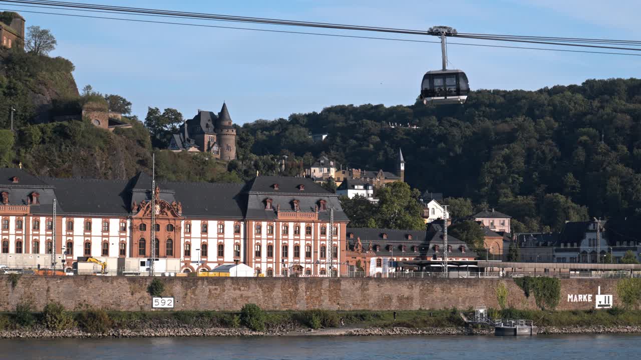 Impressive Ehrenbreitstein Fortress situated on a steep hill overlooking Koblenz, Germany