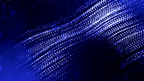 la animación de bucle de renderizado 3d de las partículas de brillo forma líneas oscilantes como guirnalda oscilante como fondo festivo o fondo abstracto de partículas con profundidad de campo y bokeh como bucle vj. azul 17