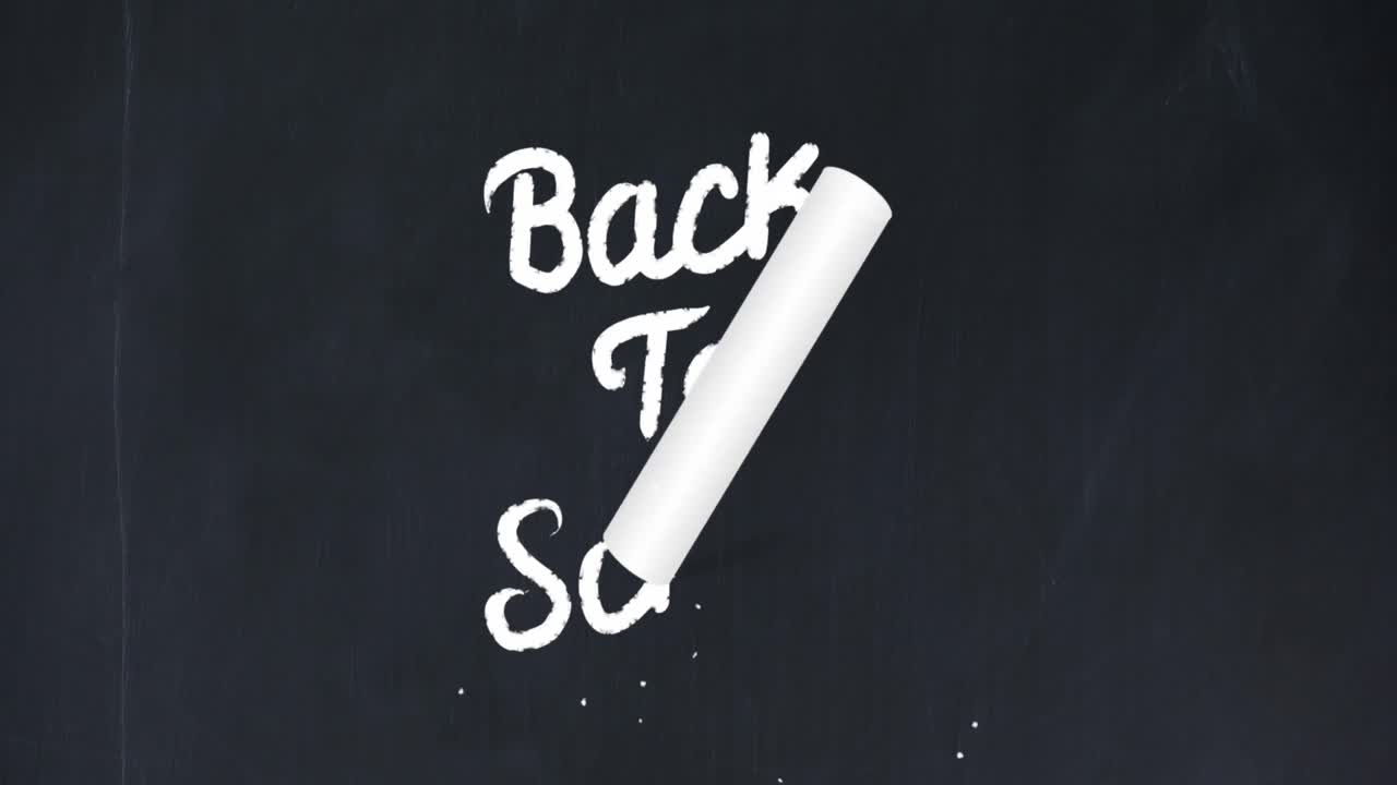 여러 학교 개념 아이콘의 애니메이션과 학교 텍스트 배너로 다시 쓰는 도자기