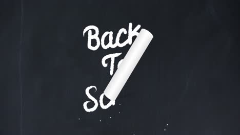 Animation-Mehrerer-Schulkonzeptsymbole-Und-Kreideschrift-Textbanner-„Back-To-School“.